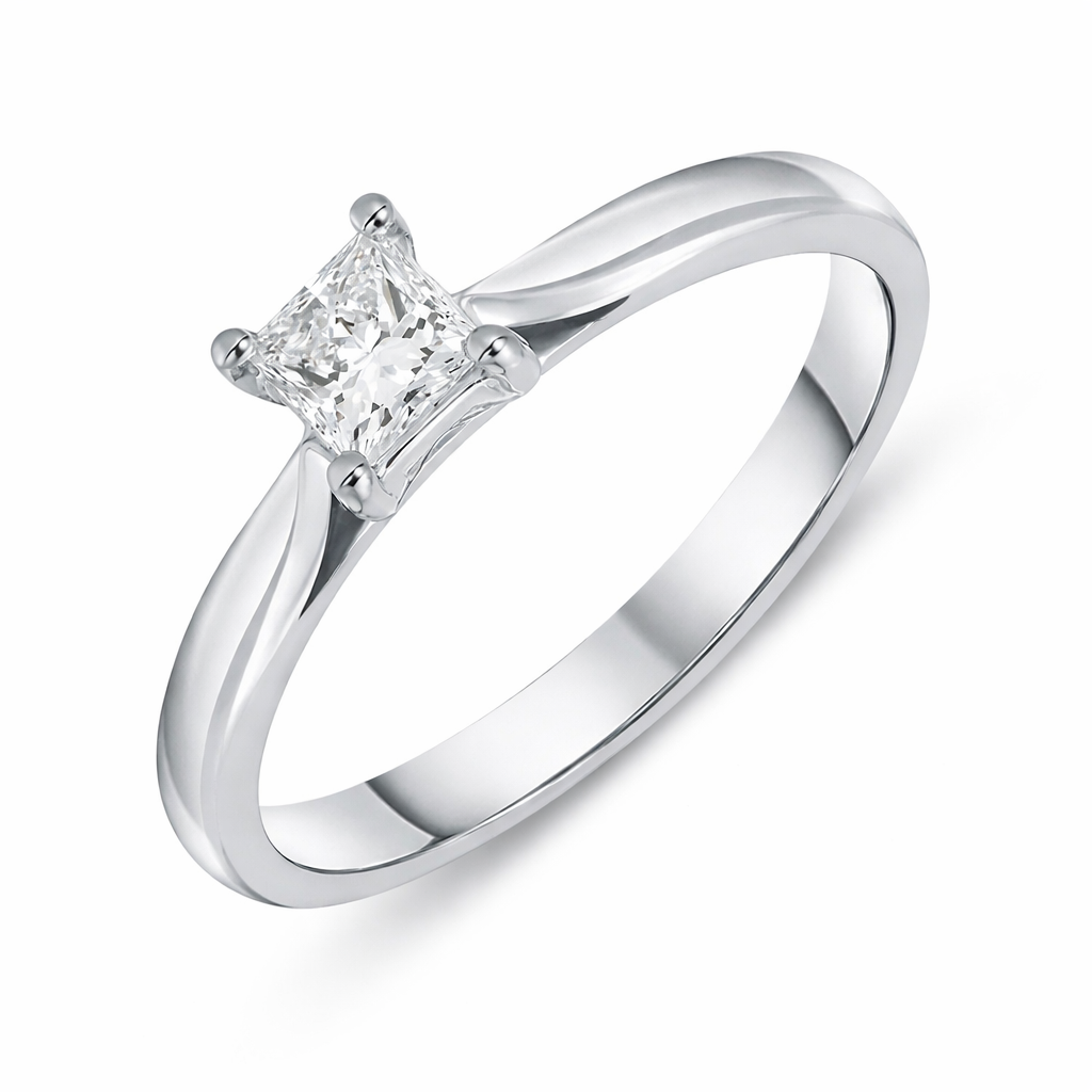 18ct White Gold 0.30ct Diamond Princess Cut Solitaire Ring DMN-678 Image 1