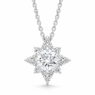 18ct White Gold 0.31ct Diamond 0.19ct Round Star Diamond Cluster Pendant & Chain DMN-3052 Image 1