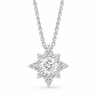 18ct White Gold 0.31ct Diamond 0.19ct Round Star Diamond Cluster Pendant & Chain DMN-3052 Image 2