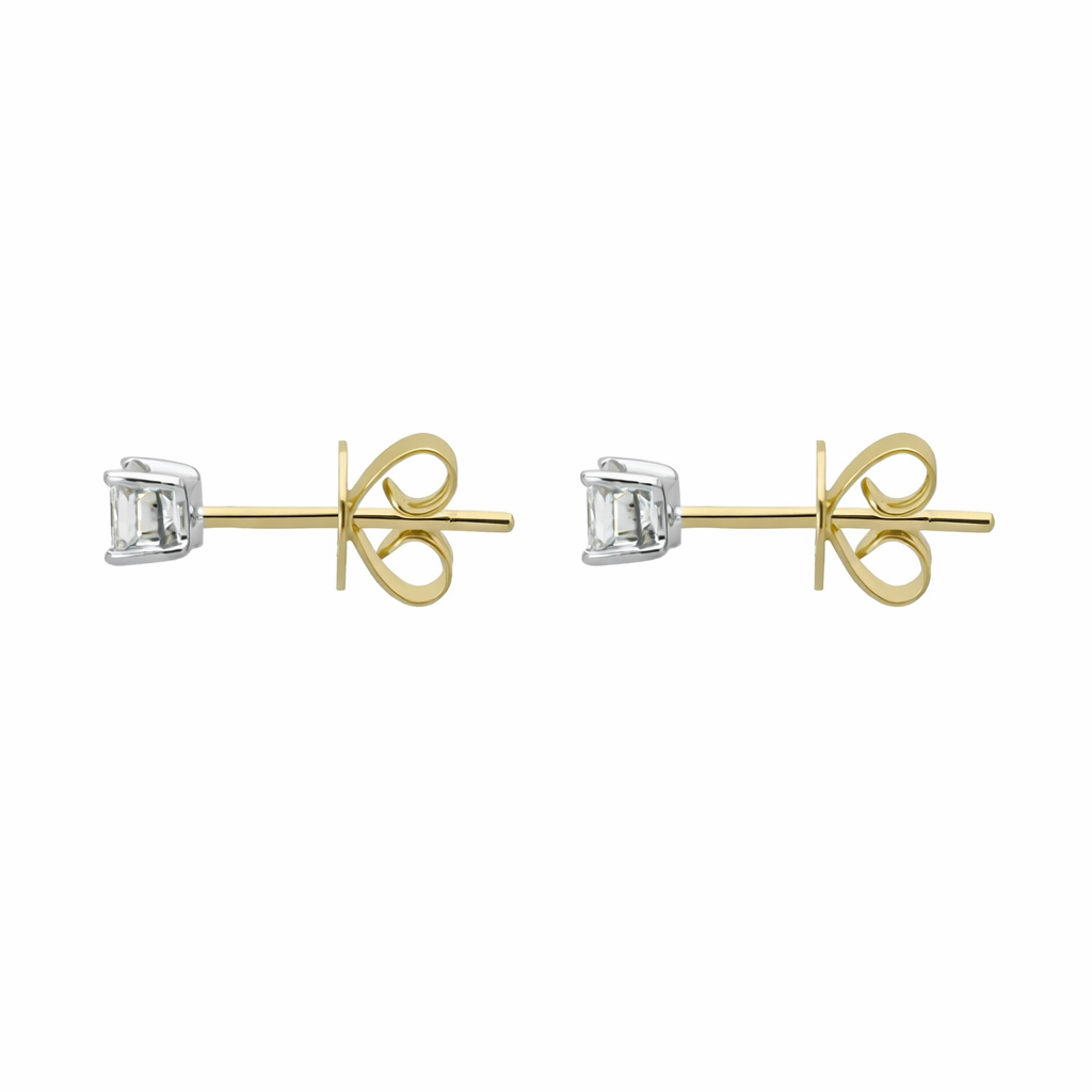18ct White Gold 0.31ct Diamond Princess Cut Stud Earrings DMN-250 Image 2