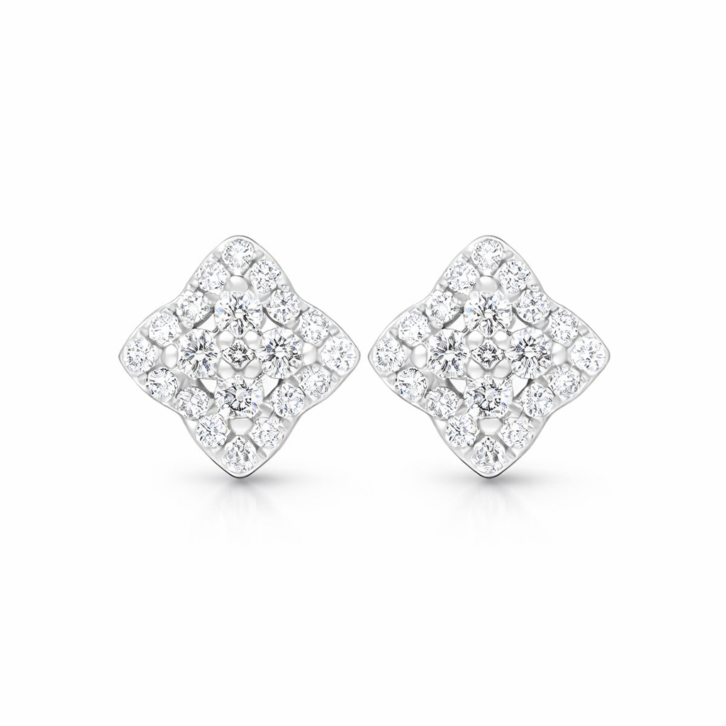 18ct White Gold 0.33ct Diamond Square Cluster Stud Earrings DMN-2778 Image 1