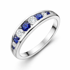 18ct White Gold 0.33ct Sapphire Diamond Graduating Ring DMN-1998 Image 1