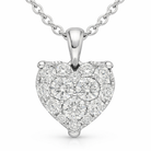 18ct White Gold 0.36ct Diamond Cluster Heart Pendant DMN-2784 Image 1