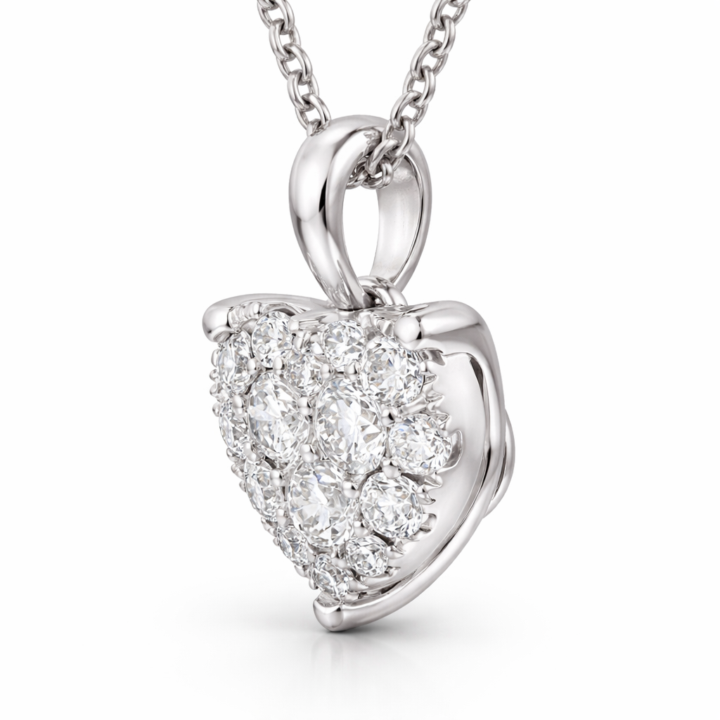 18ct White Gold 0.36ct Diamond Cluster Heart Pendant DMN-2784 Image 2