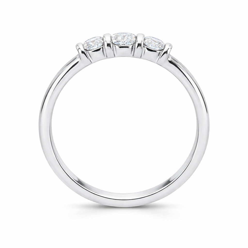 18ct White Gold 0.36ct Diamond Trilogy Bar Set Ring DMN-440 Image 2