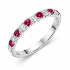 18ct White Gold 0.37ct Ruby Diamond Half Eternity Ring DMN-2042 Image 1