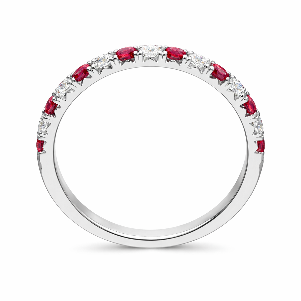 18ct White Gold 0.37ct Ruby Diamond Half Eternity Ring DMN-2042 Image 2