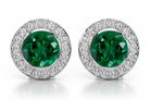 18ct White Gold 0.38ct Emerald Diamond Round Stud Earrings DMN-2027 Image 1