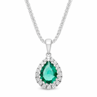 18ct White Gold 0.39ct Emerald Diamond Pear Necklace DMN-1970 Image 1