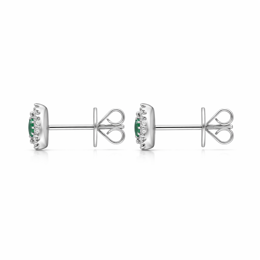 18ct White Gold 0.40ct Emerald Diamond Pear Stud Earrings DMN-1956 Image 2