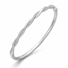 18ct White Gold 0.41ct Diamond Twist Hinged Bangle DMN-2763 Image 1