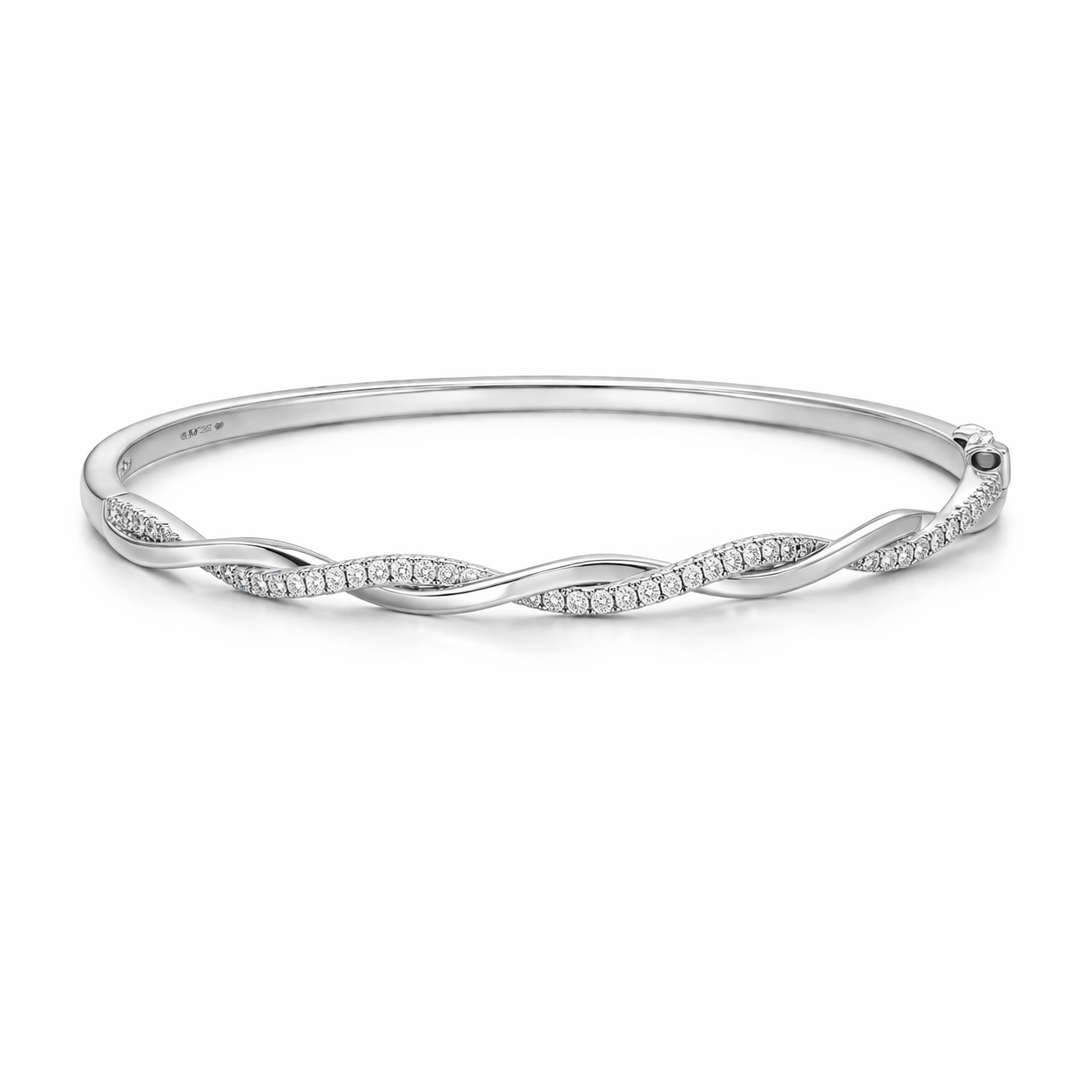 18ct White Gold 0.41ct Diamond Twist Hinged Bangle DMN-2763 Image 2
