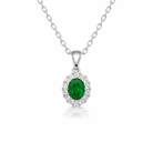 18ct White Gold 0.41ct Emerald and Diamond Oval Necklace DMN-1241 Image 1