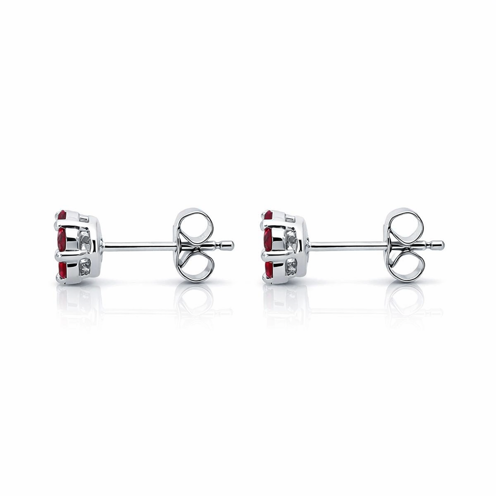 18ct White Gold 0.41ct Ruby Diamond Floral Cluster Earrings 36846V16 Image 2