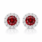 18ct White Gold 0.41ct Ruby Diamond Halo Stud Earrings DMN-173 Image 1