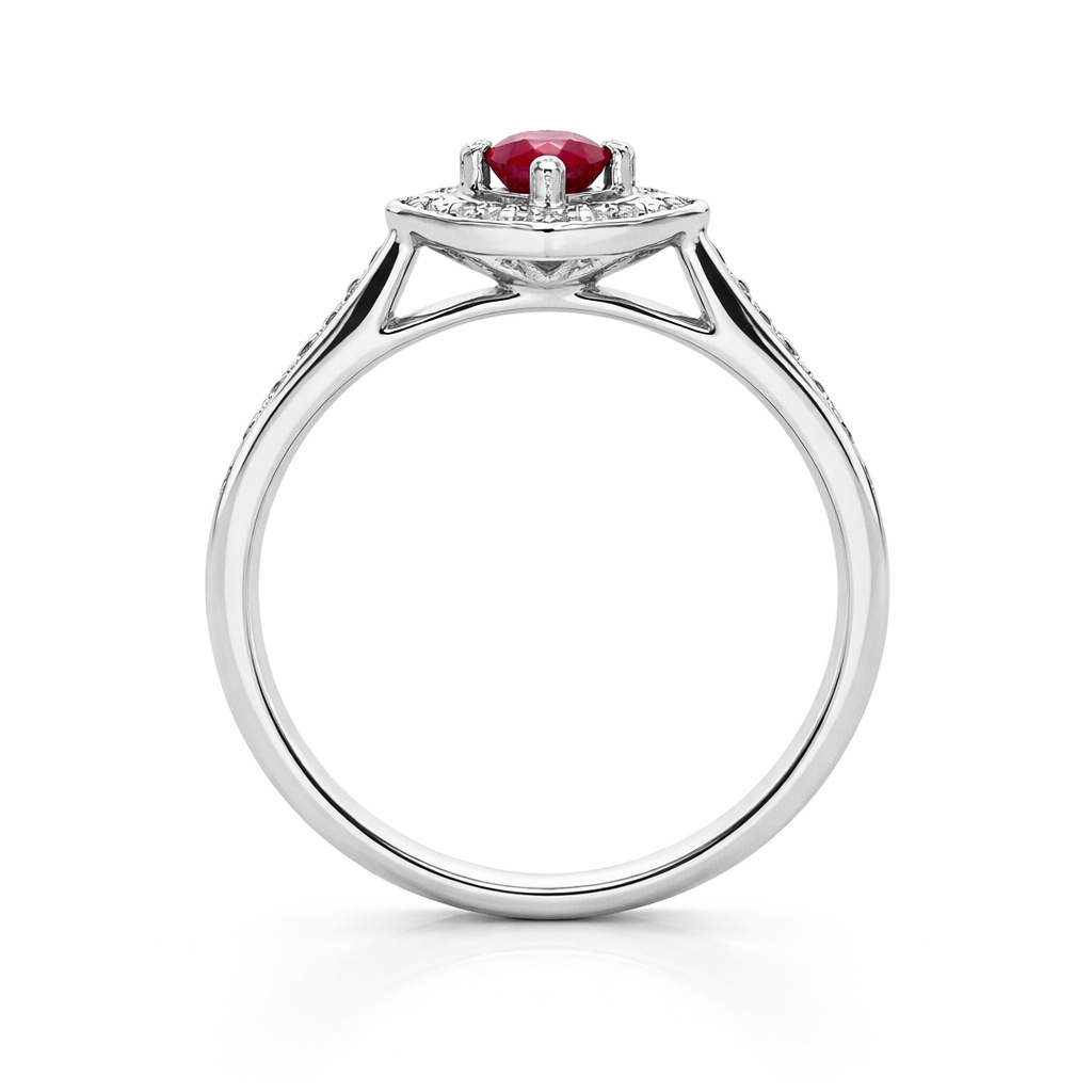 18ct White Gold 0.41ct Ruby Diamond Round Cut Cluster Ring DMN-1196 Image 2