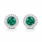 18ct White Gold 0.43ct Emerald Diamond Round Stud Earrings DMN-1242 Image 1