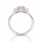 18ct White Gold 0.45ct Pink Sapphire 0.55ct Diamond Trilogy Ring DMN-959 Image 2