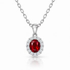18ct White Gold 0.45ct Ruby Diamond Oval Cluster Necklace DMN-1370 Image 1