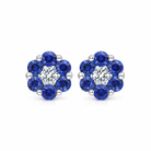 18ct White Gold 0.46ct Sapphire Diamond Floral Cluster Earrings DMN-1424 Image 1