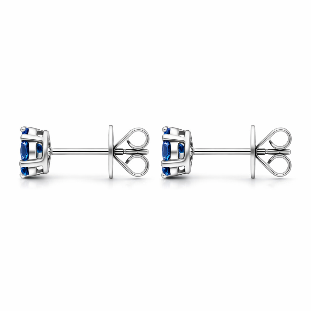 18ct White Gold 0.46ct Sapphire Diamond Floral Cluster Earrings DMN-1424 Image 2