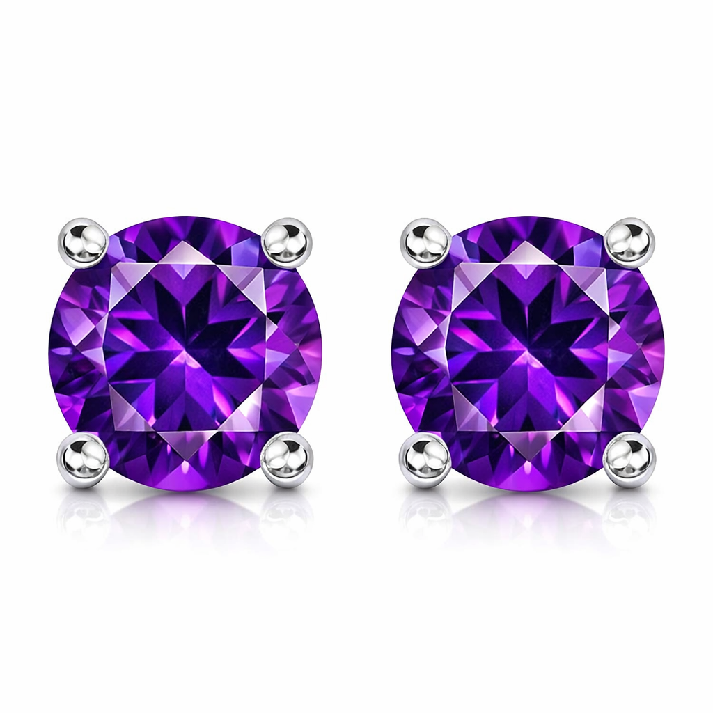 18ct White Gold 0.47ct Amethyst Round Stud Earrings 12850A3 Image 1