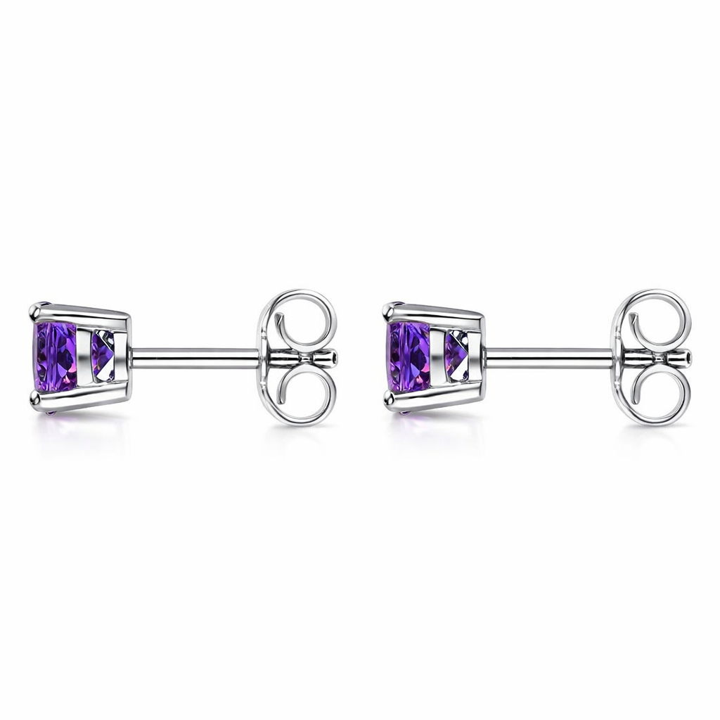 18ct White Gold 0.47ct Amethyst Round Stud Earrings 12850A3 Image 2