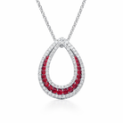 18ct White Gold 0.48ct Ruby Diamond Open Teardrop Necklace DMN-338 Image 1