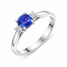 18ct White Gold 0.48ct Sapphire 0.07ct Diamond Cushion Cut Ring H1407 Image 1