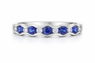 18ct White Gold 0.48ct Sapphire 0.12ct Diamond Half Eternity Wave Ring DMN-2966 Image 2
