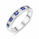 18ct White Gold 0.48ct Sapphire 0.26ct Diamond Channel Set Half Eternity Ring DMN-2952 Image 1