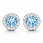 18ct White Gold 0.49ct Aquamarine Diamond Halo Stud Earrings DMN-1265 Image 1