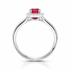 18ct White Gold 0.49ct Ruby Diamond Cushion Ring DMN-1319 Image 2