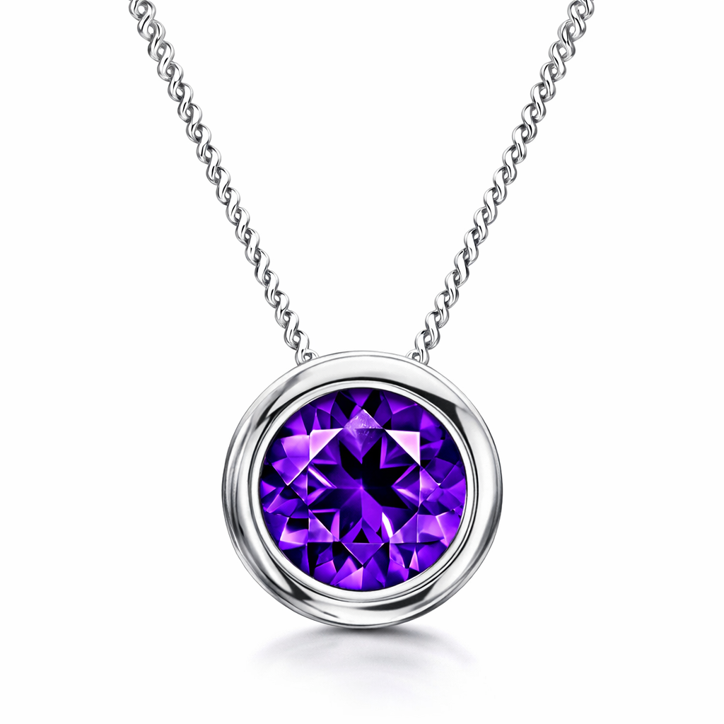 18ct White Gold 0.50ct Amethyst Round Necklace DMN-1999 Image 1