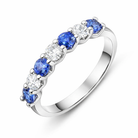 18ct White Gold 0.50ct Sapphire Diamond Half Eternity Ring DMN-1952 Image 1
