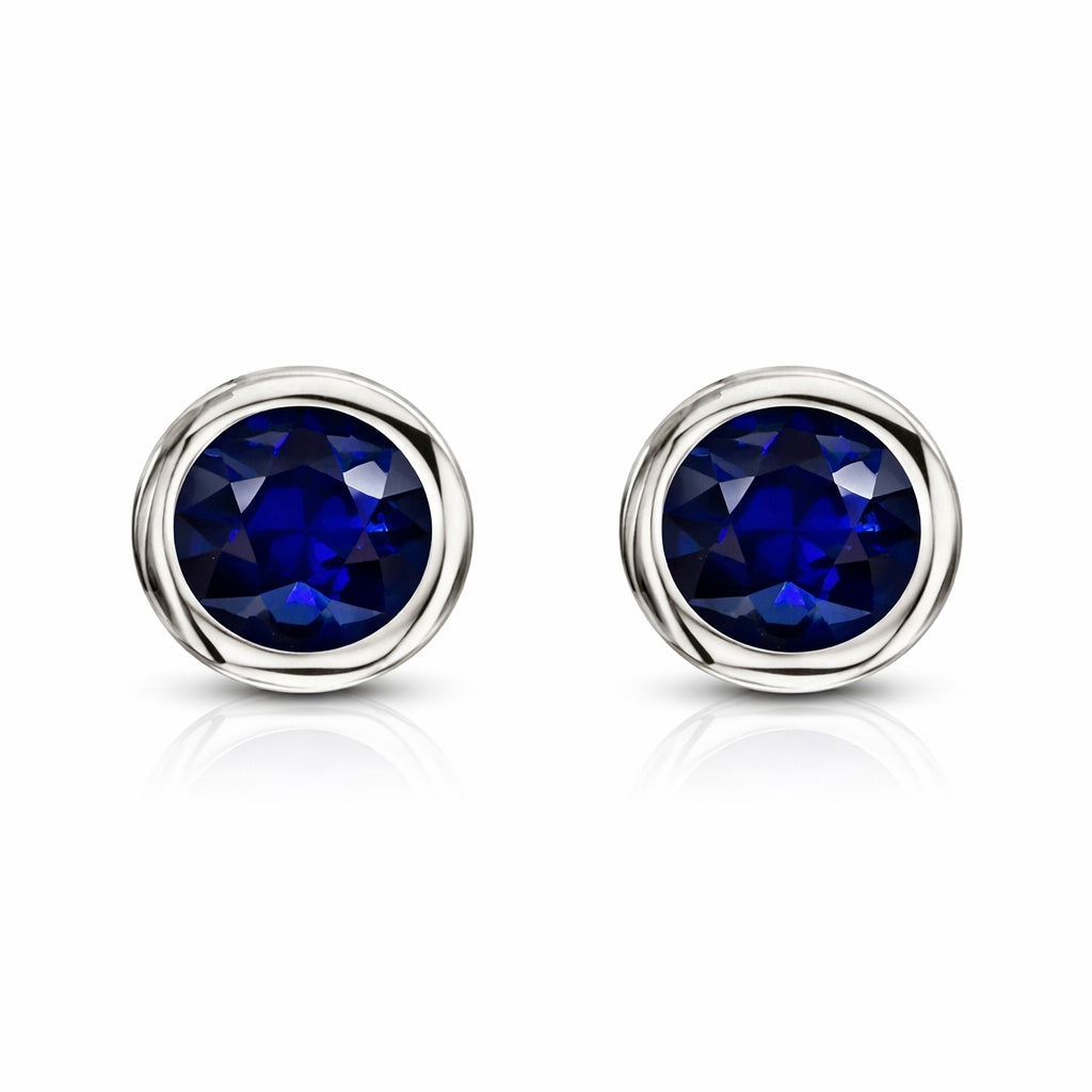 18ct White Gold 0.50ct Sapphire Solitaire Stud Earrings DMN-2003 Image 1