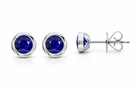18ct White Gold 0.50ct Sapphire Solitaire Stud Earrings DMN-2003 Image 2