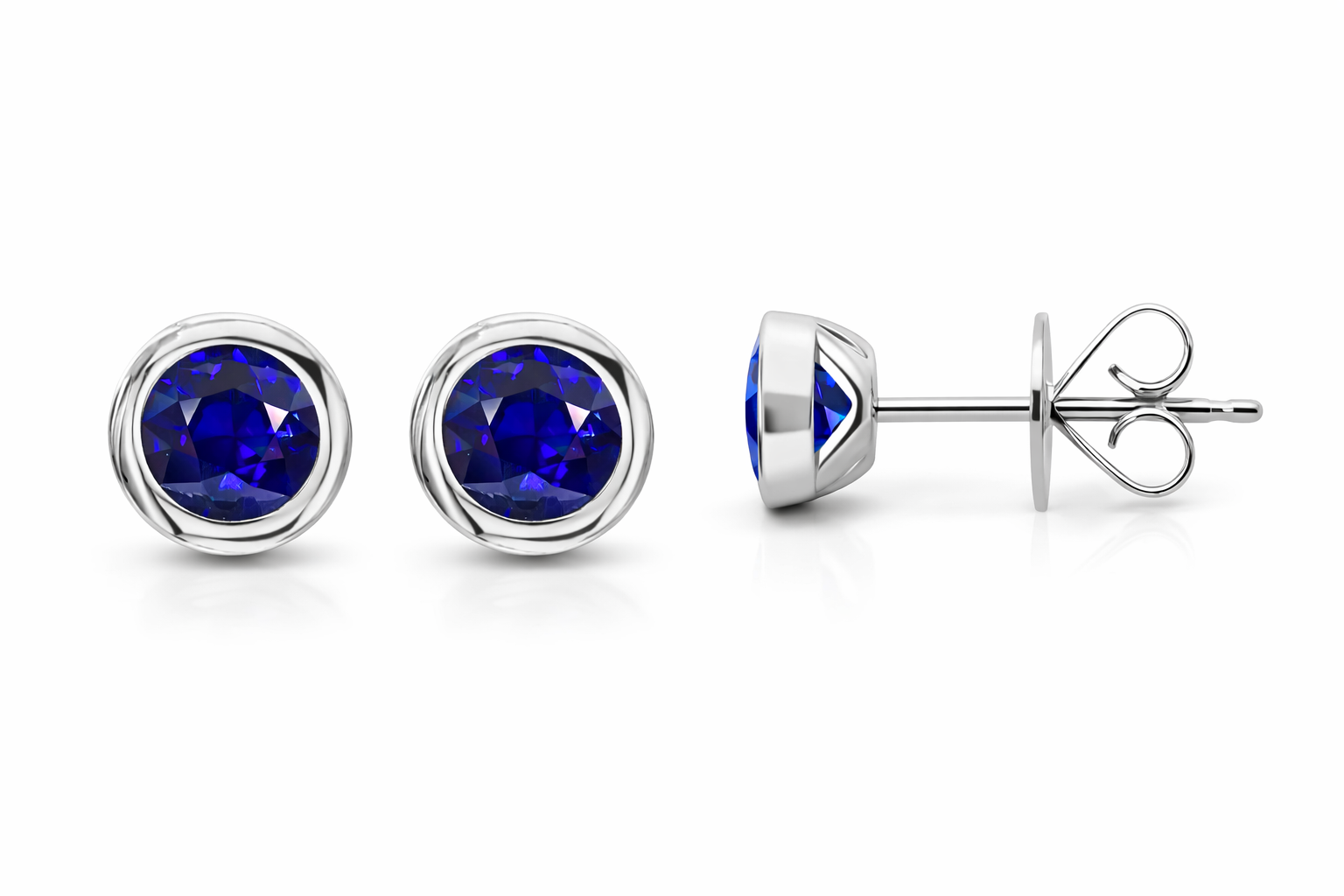 18ct White Gold 0.50ct Sapphire Solitaire Stud Earrings DMN-2003 Image 2
