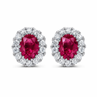 18ct White Gold 0.52ct Ruby Diamond Oval Stud Earrings DMN-1240 Image 1
