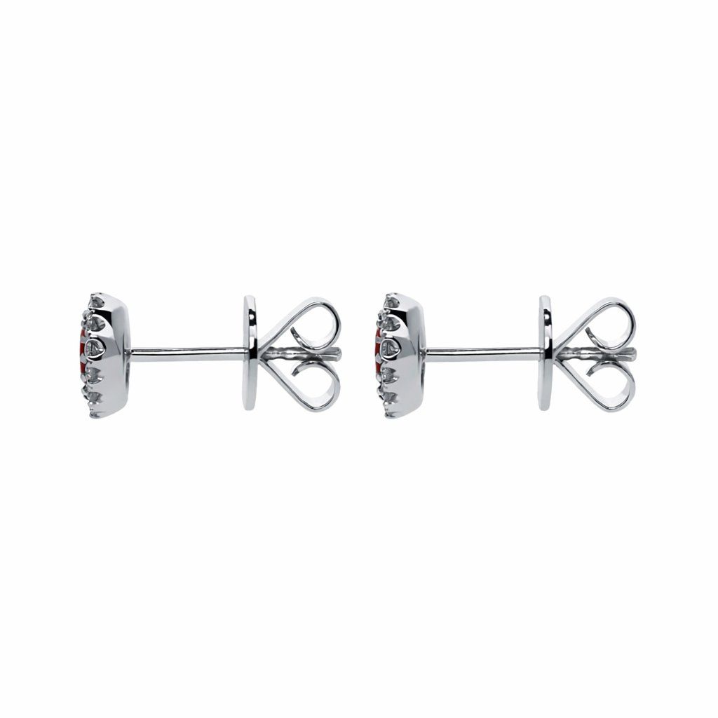 18ct White Gold 0.52ct Ruby Diamond Oval Stud Earrings DMN-1240 Image 2