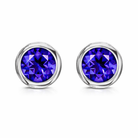 18ct White Gold 0.52ct Tanzanite Round Stud Earrings DMN-2223 Image 1