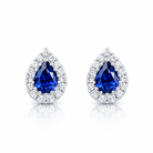 18ct White Gold 0.53ct Sapphire Diamond Pear Cut Cluster Earrings DMN-1775 Image 1
