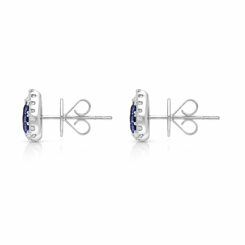 18ct White Gold 0.53ct Sapphire Diamond Pear Cut Cluster Earrings DMN-1775 Image 2