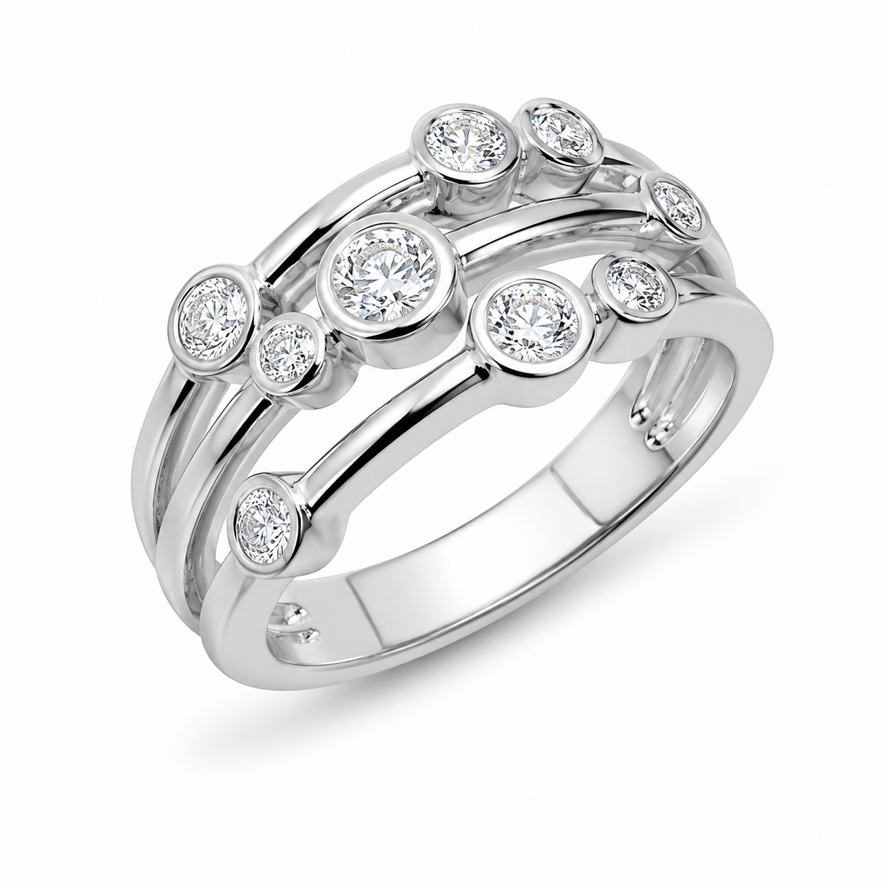 18ct White Gold 0.54ct Round Brilliant Diamond Bubble Ring DMN-5003 Image 1