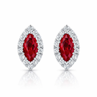18ct White Gold 0.54ct Ruby Diamond Marquise Stud Earrings A2255 Image 1