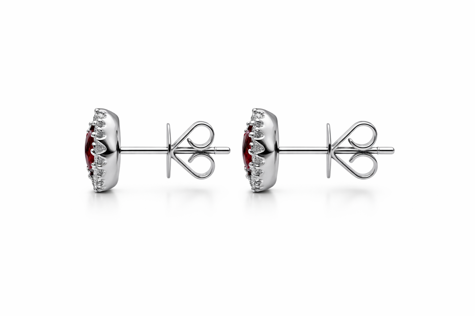 18ct White Gold 0.54ct Ruby Diamond Marquise Stud Earrings A2255 Image 2