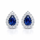 18ct White Gold 0.54ct Sapphire Diamond Pear Cut Stud Earrings DMN-1384 Image 1