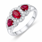18ct White Gold 0.55ct Ruby Diamond Cluster Trilogy Ring DMN-1502 Image 1