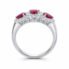 18ct White Gold 0.55ct Ruby Diamond Cluster Trilogy Ring DMN-1502 Image 2
