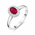 18ct White Gold 0.55ct Ruby Diamond Oval Ring DMN-1962 Image 1